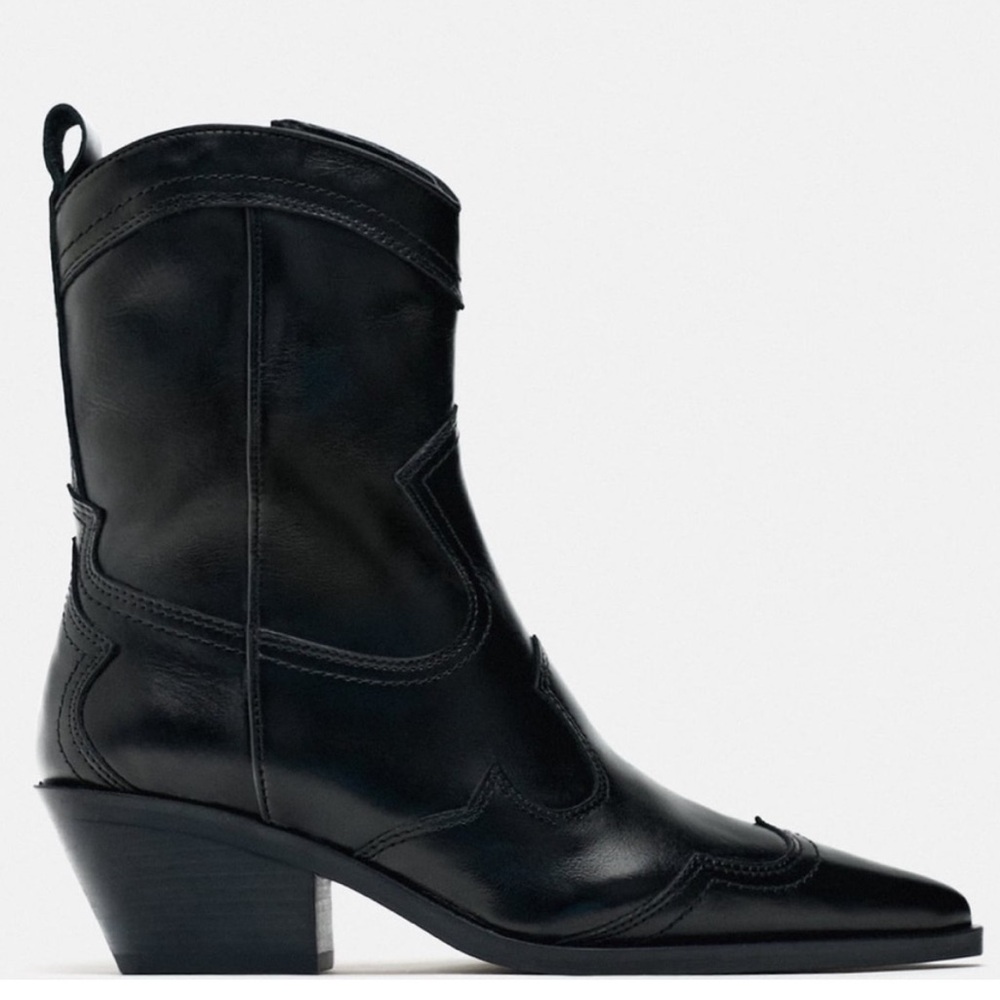 Zara Black witch Western Heeled Boots